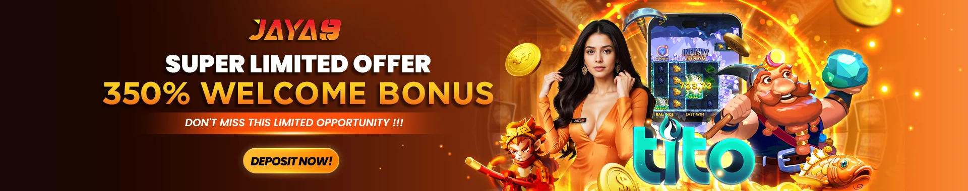 JAYA9 Super Limited Offer 350% Welcome Bonus
